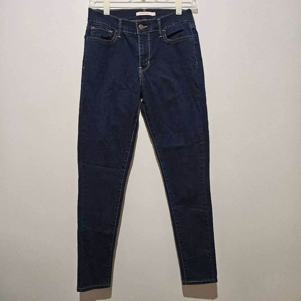 Levis Womens 710 Super Skinny Jeans Blue Dark Wash Stretch Mid Rise Size 29